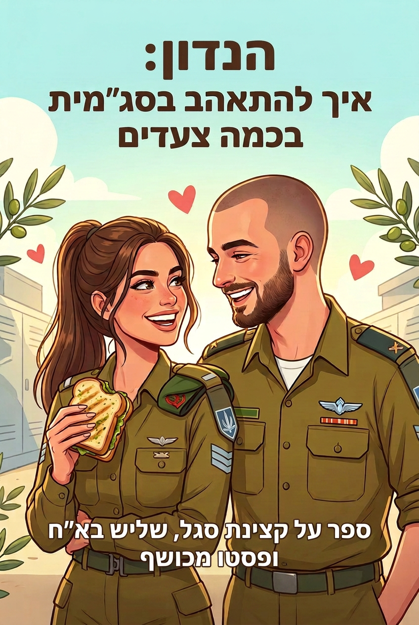 עטיפת הספר "הנדון: איך להתאהב בסג״מית בכמה צעדים" — ספר של לקוח אמיתי, ספר מודפס מותאם אישית מבית ספר במתנה