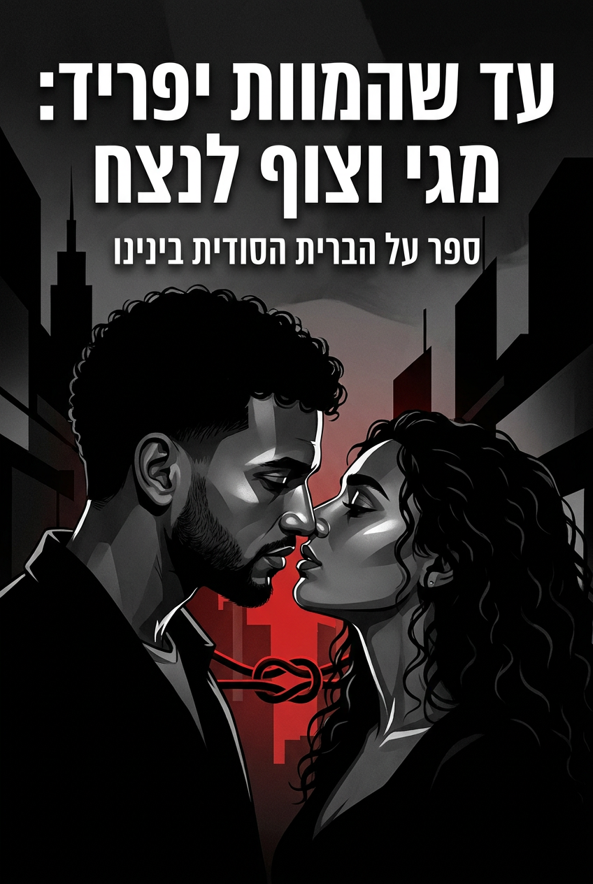 עטיפת הספר "עד שהמוות יפריד: מגי וצוף לנצח" — ספר של לקוח אמיתי, ספר מודפס מותאם אישית מבית ספר במתנה