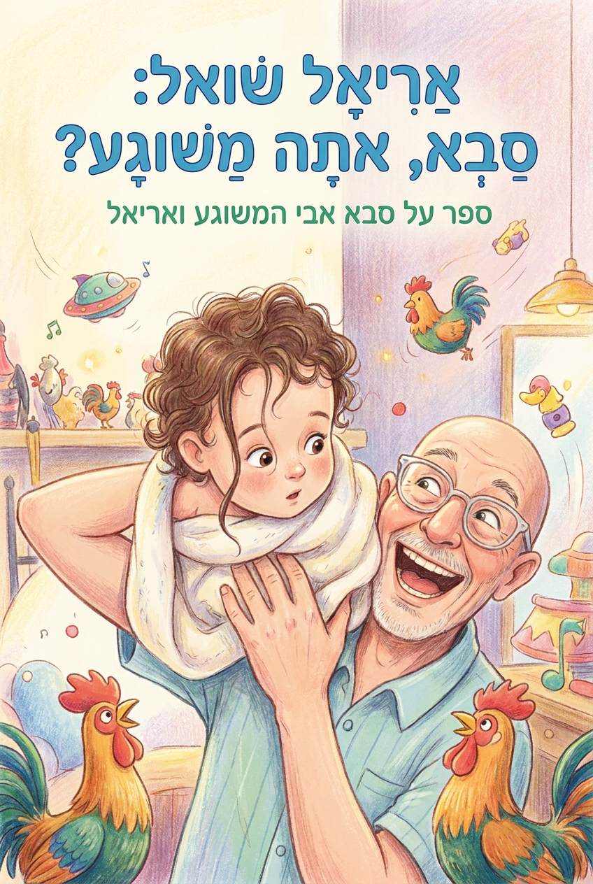 עטיפת הספר "אריאל שואל: סבא, אתה משוגע?" — ספר של לקוח אמיתי, ספר מודפס מותאם אישית מבית ספר במתנה