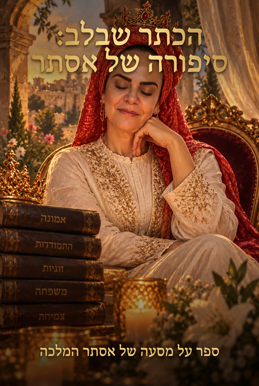 עטיפת הספר "הכתר שבלב: סיפורה של אסתר" — ספר של לקוח אמיתי, ספר מודפס מותאם אישית מבית ספר במתנה