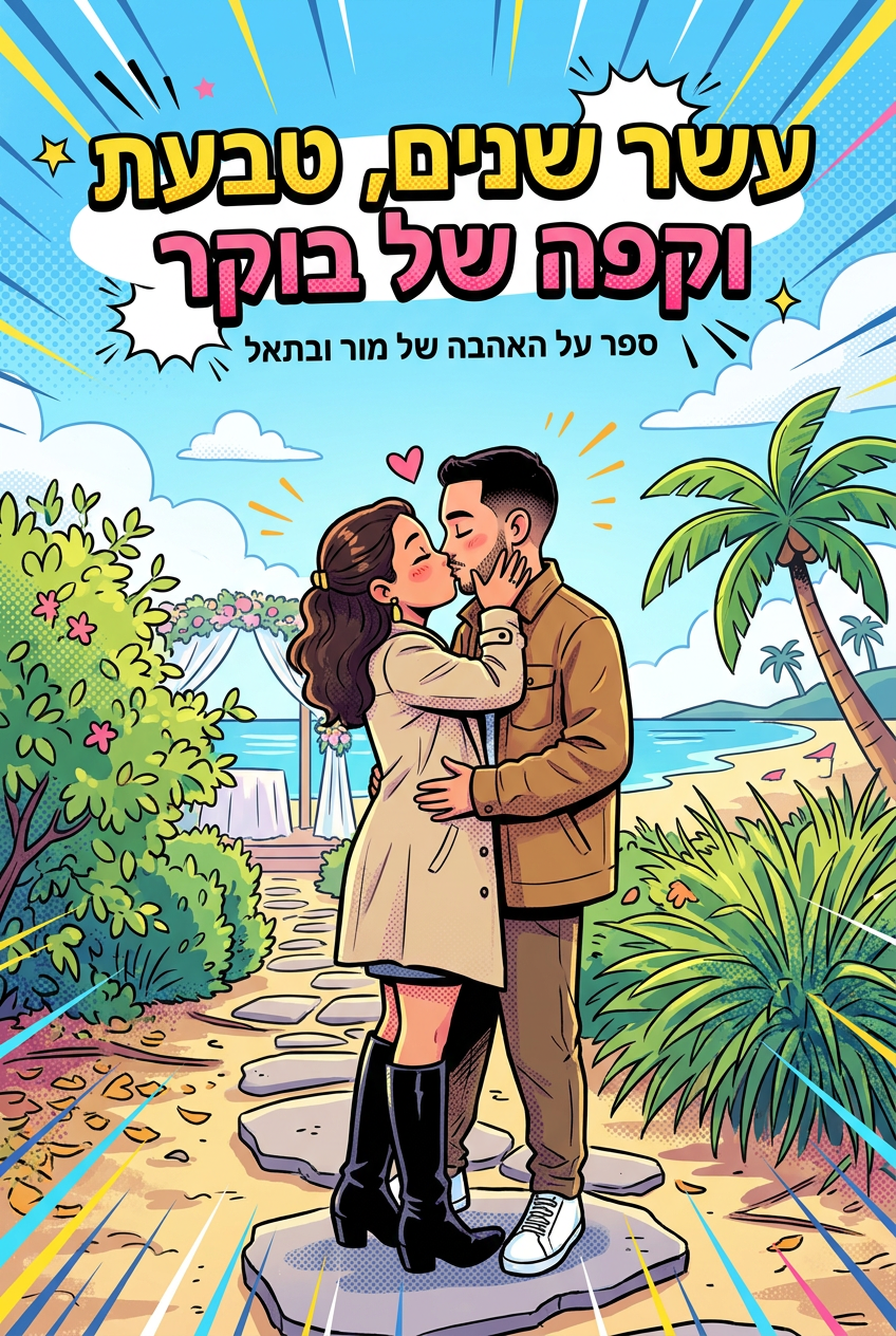 עטיפת הספר "עשר שנים, טבעת וקפה של בוקר" — ספר של לקוח אמיתי, ספר מודפס מותאם אישית מבית ספר במתנה