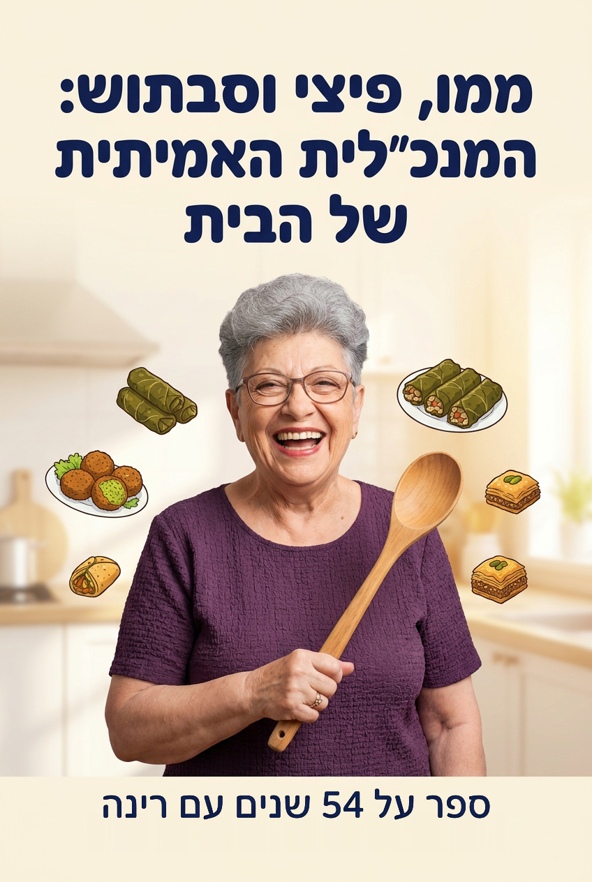 עטיפת הספר "ממו, פיצי וסבתוש: המנכ״לית האמיתית של הבית" — ספר של לקוח אמיתי, ספר מודפס מותאם אישית מבית ספר במתנה
