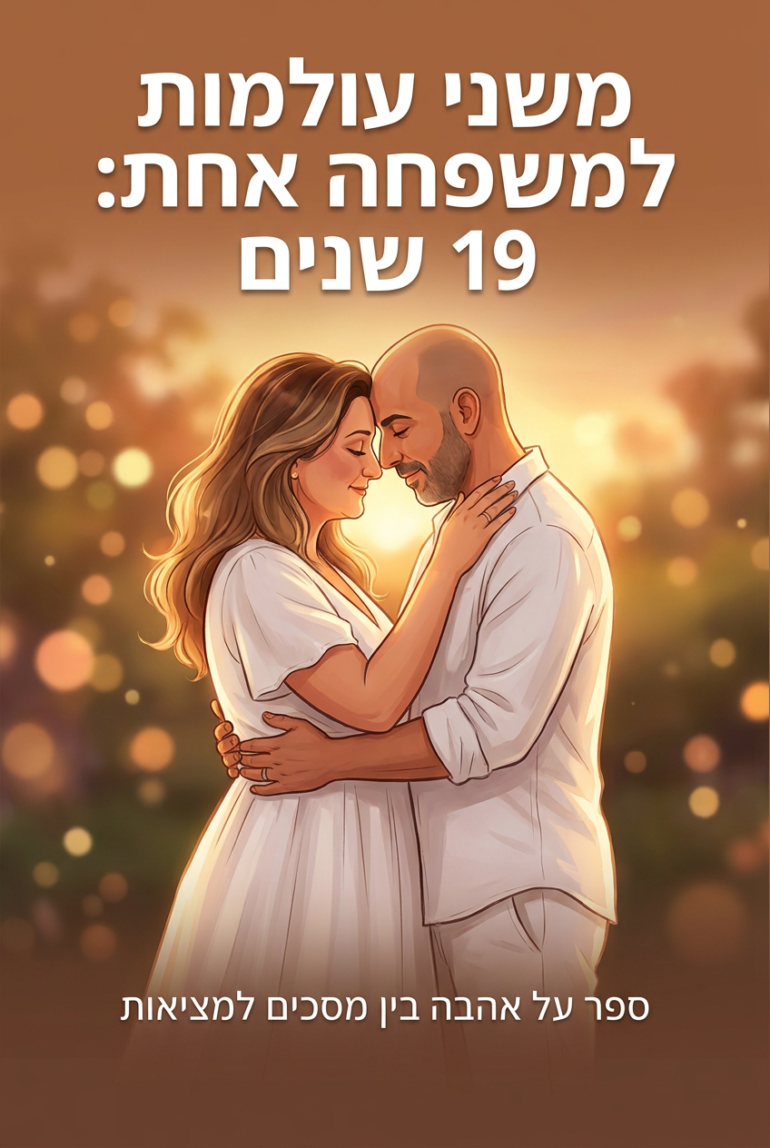 עטיפת הספר "משני עולמות למשפחה אחת: 19 שנים" — ספר של לקוח אמיתי, ספר מודפס מותאם אישית מבית ספר במתנה