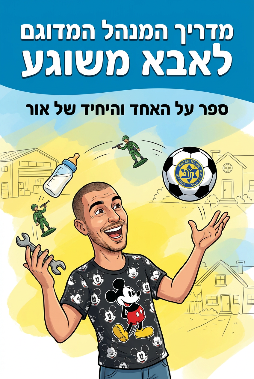 עטיפת הספר "מדריך המנהל המדוגם לאבא משוגע" — ספר של לקוח אמיתי, ספר מודפס מותאם אישית מבית ספר במתנה