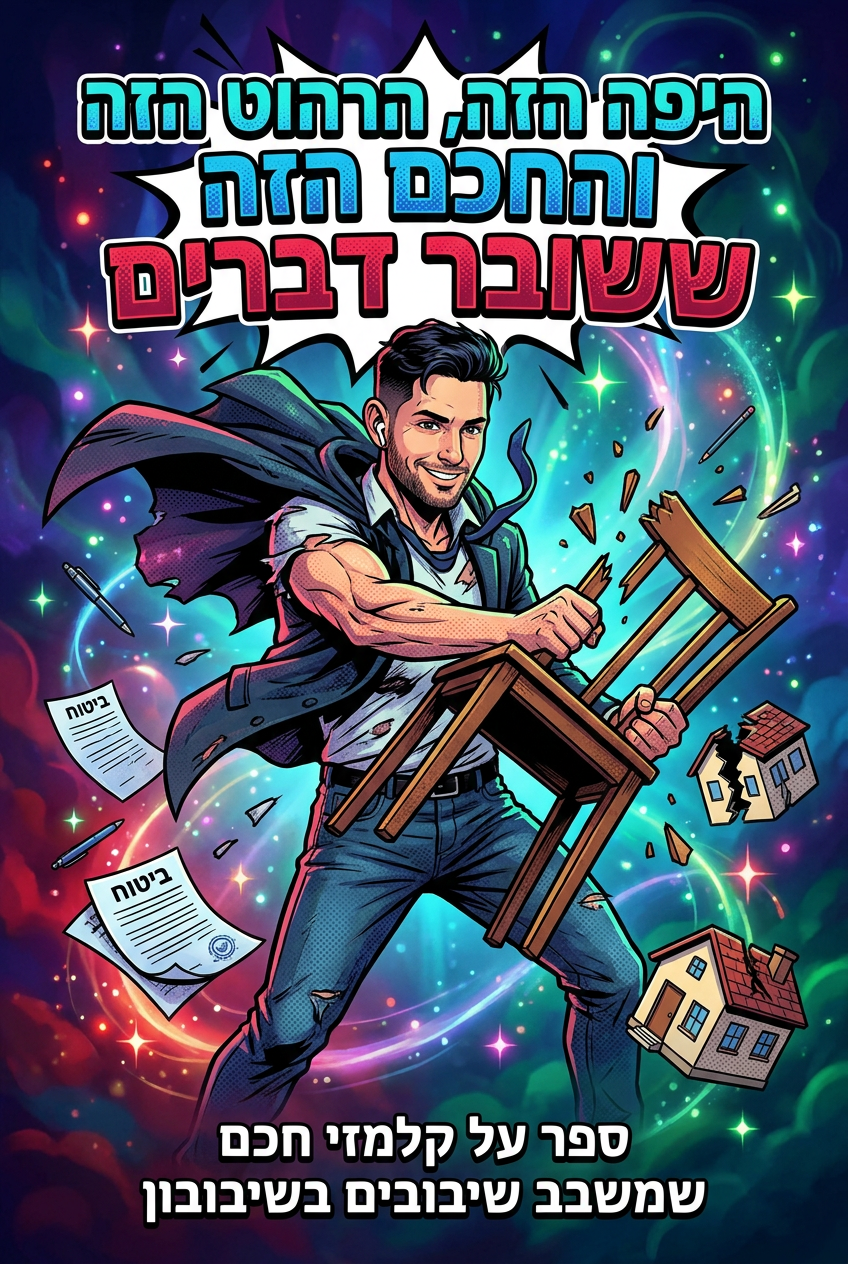 עטיפת הספר "היפה הזה, הרהוט הזה והחכם הזה ששובר דברים" — ספר של לקוח אמיתי, ספר מודפס מותאם אישית מבית ספר במתנה