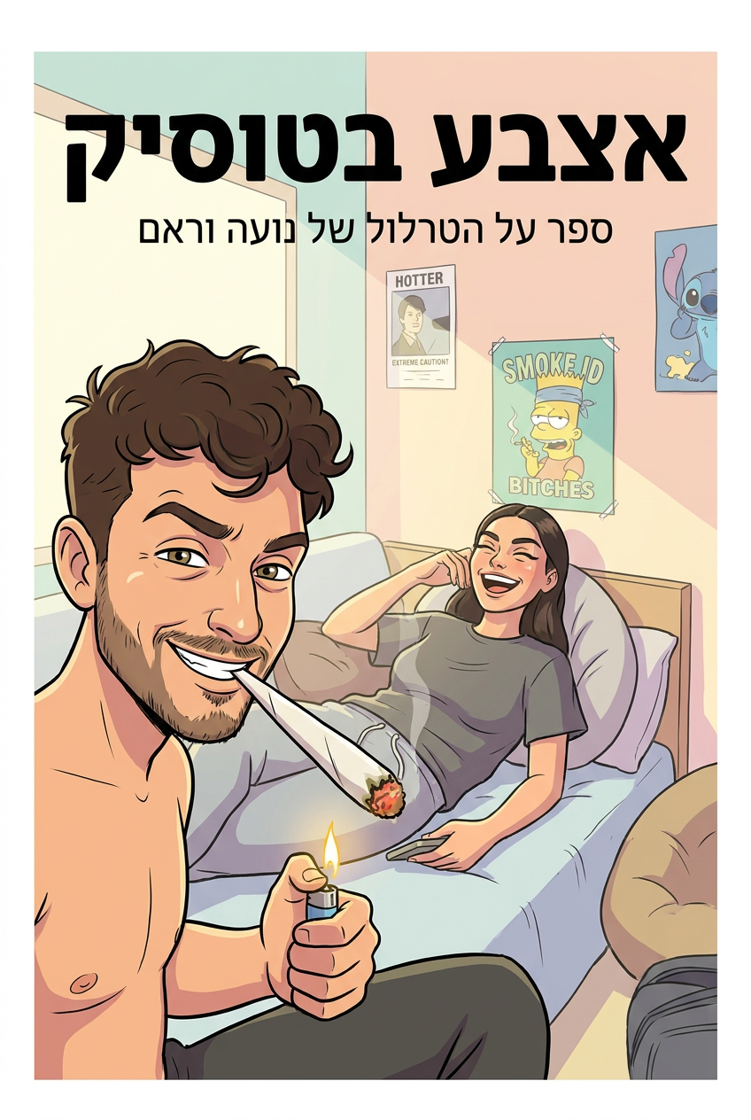 עטיפת הספר "אצבע בטוסיק" — ספר של לקוח אמיתי, ספר מודפס מותאם אישית מבית ספר במתנה