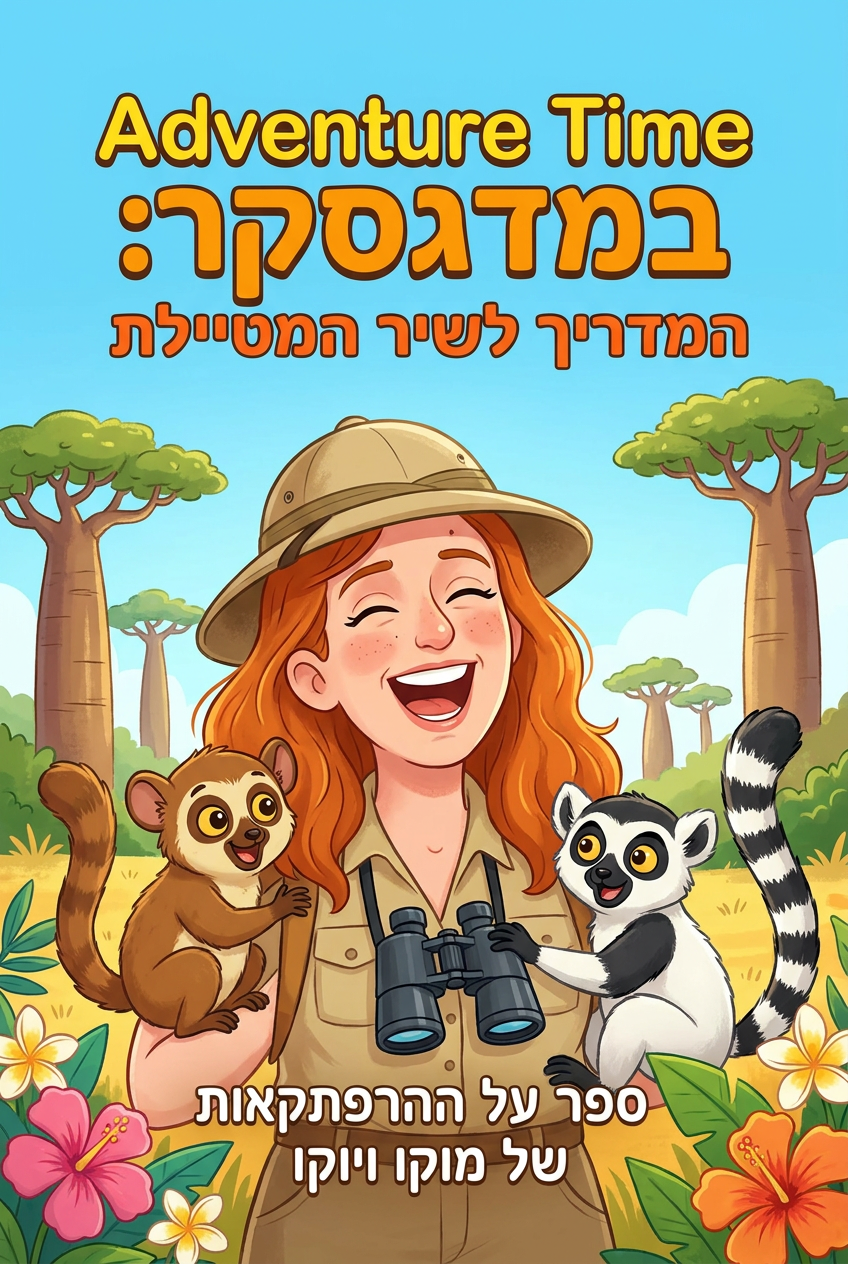 עטיפת הספר "Adventure Time במדגסקר: המדריך לשיר המטיילת" — ספר של לקוח אמיתי, ספר מודפס מותאם אישית מבית ספר במתנה