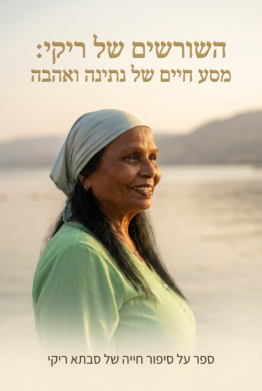 עטיפת הספר "השורשים של ריקי: מסע חיים של נתינה ואהבה" — ספר של לקוח אמיתי, ספר מודפס מותאם אישית מבית ספר במתנה