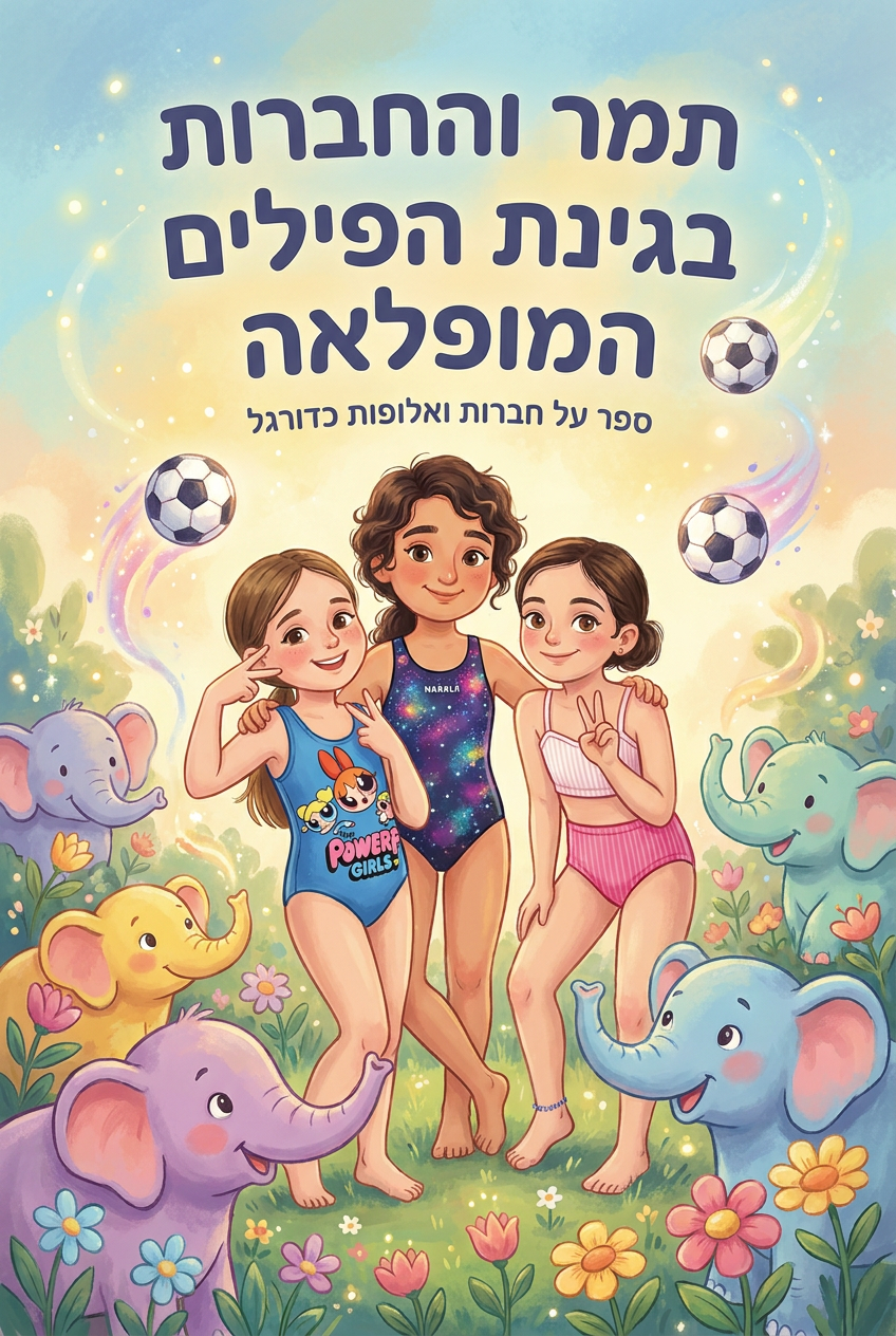 עטיפת הספר "תמר והחברות בגינת הפילים המופלאה" — ספר של לקוח אמיתי, ספר מודפס מותאם אישית מבית ספר במתנה