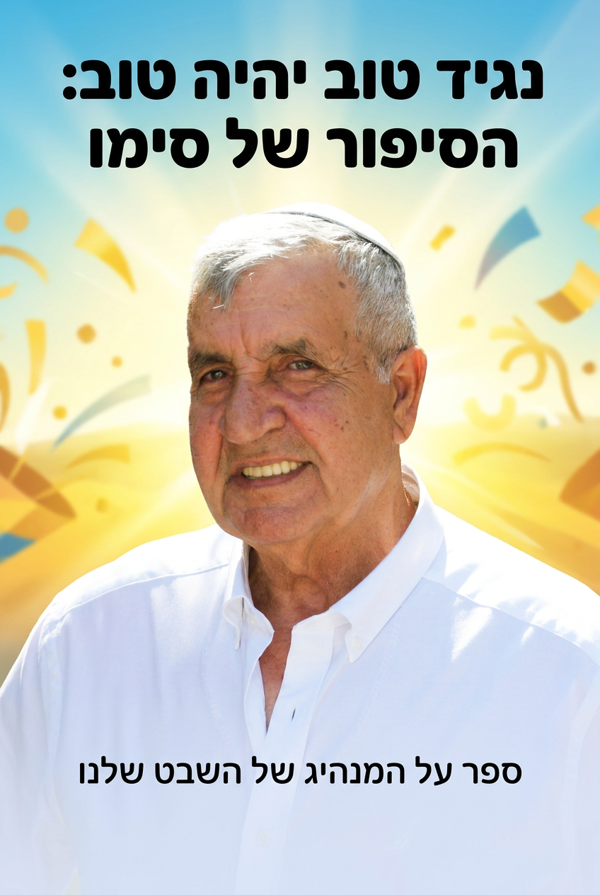 עטיפת הספר "נגיד טוב יהיה טוב: הסיפור של סימו" — ספר של לקוח אמיתי, ספר מודפס מותאם אישית מבית ספר במתנה