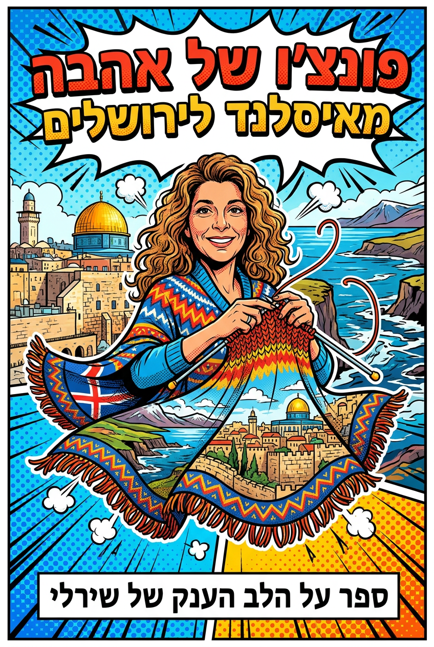 עטיפת הספר "פונצ׳ו של אהבה ומסע מאיסלנד לירושלים" — ספר של לקוח אמיתי, ספר מודפס מותאם אישית מבית ספר במתנה