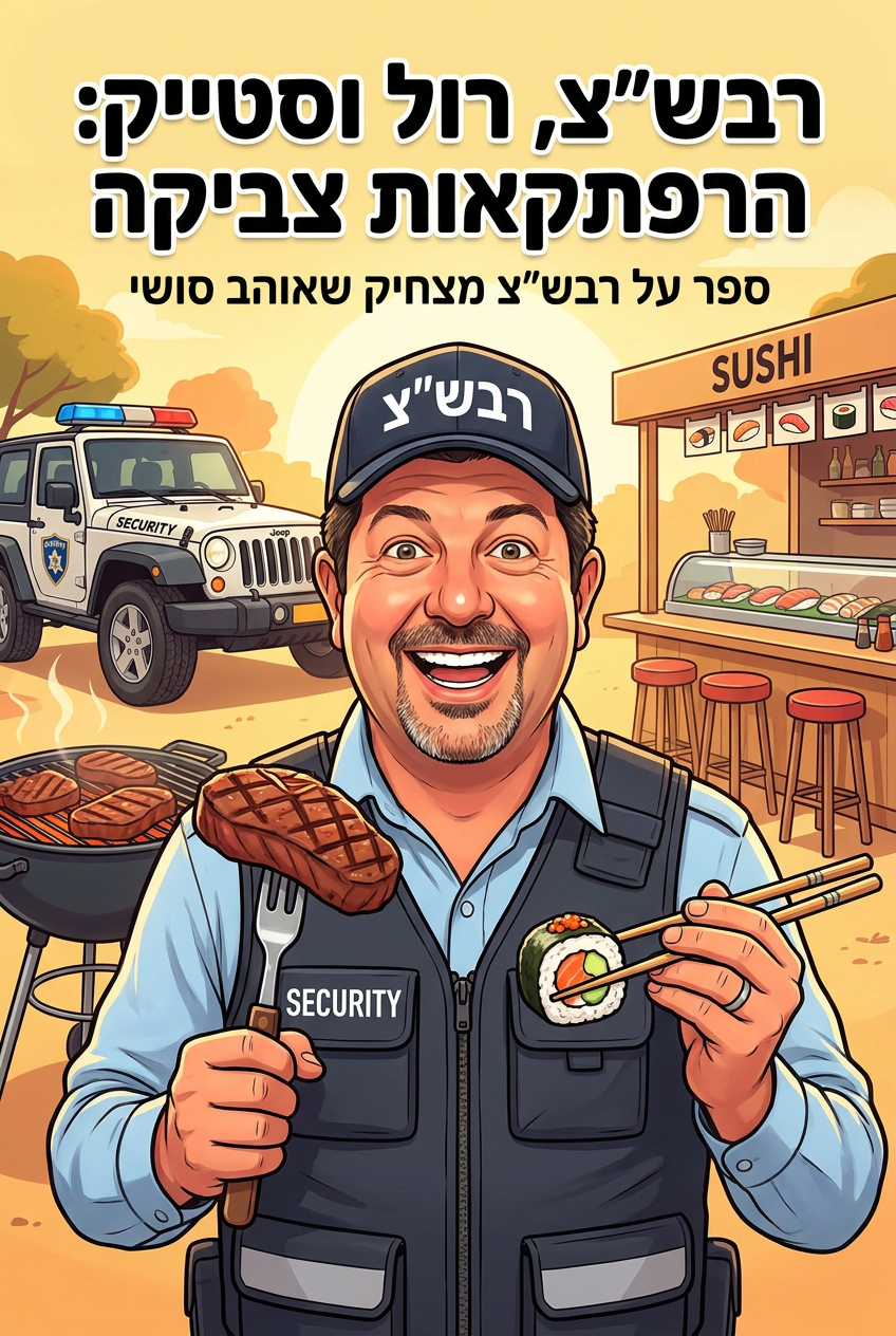 עטיפת הספר "רבש"צ, רול וסטייק: הרפתקאות צביקה" — ספר של לקוח אמיתי, ספר מודפס מותאם אישית מבית ספר במתנה