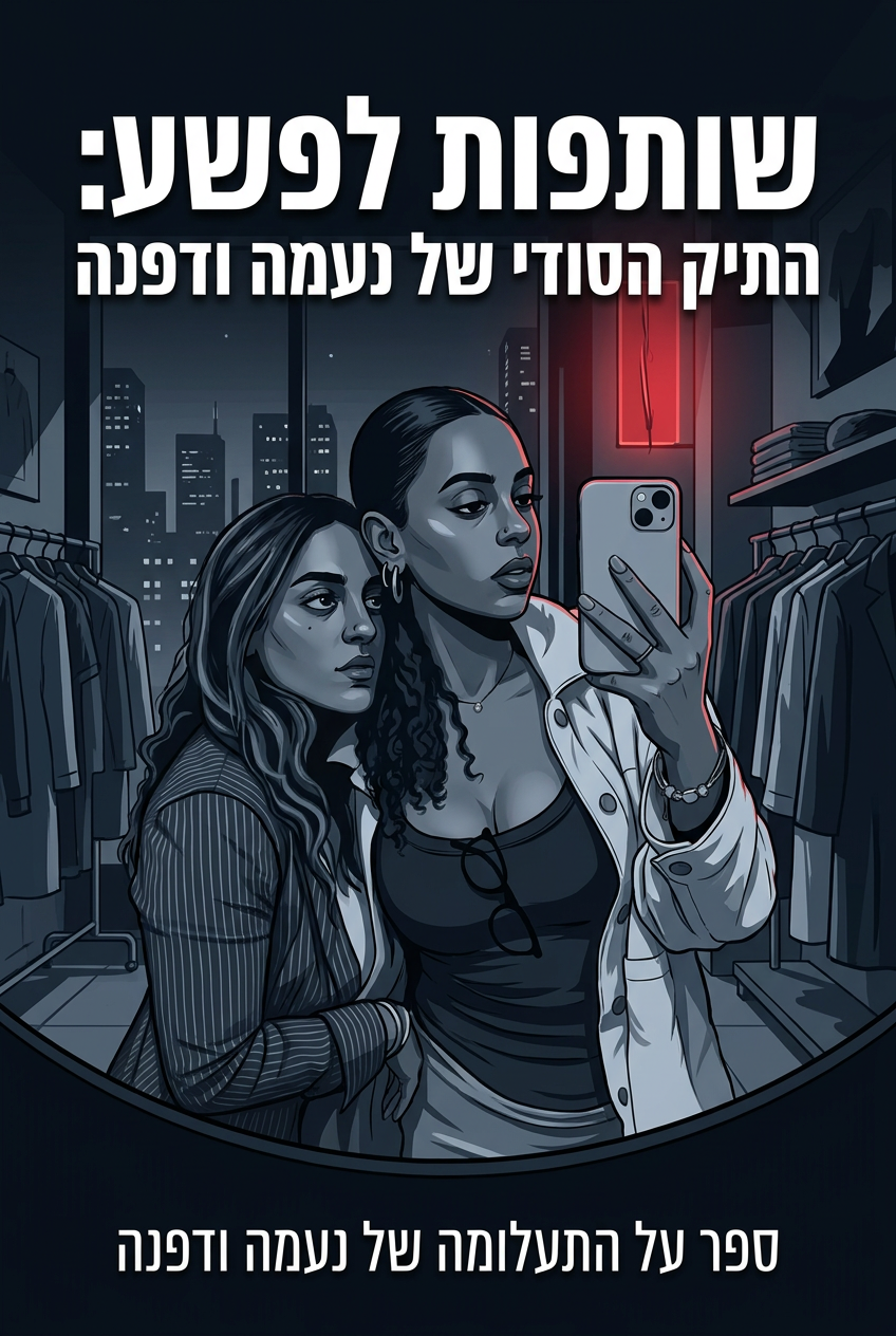 עטיפת הספר "שותפות לפשע: התיק הסודי של נעמה ודפנה" — ספר של לקוח אמיתי, ספר מודפס מותאם אישית מבית ספר במתנה