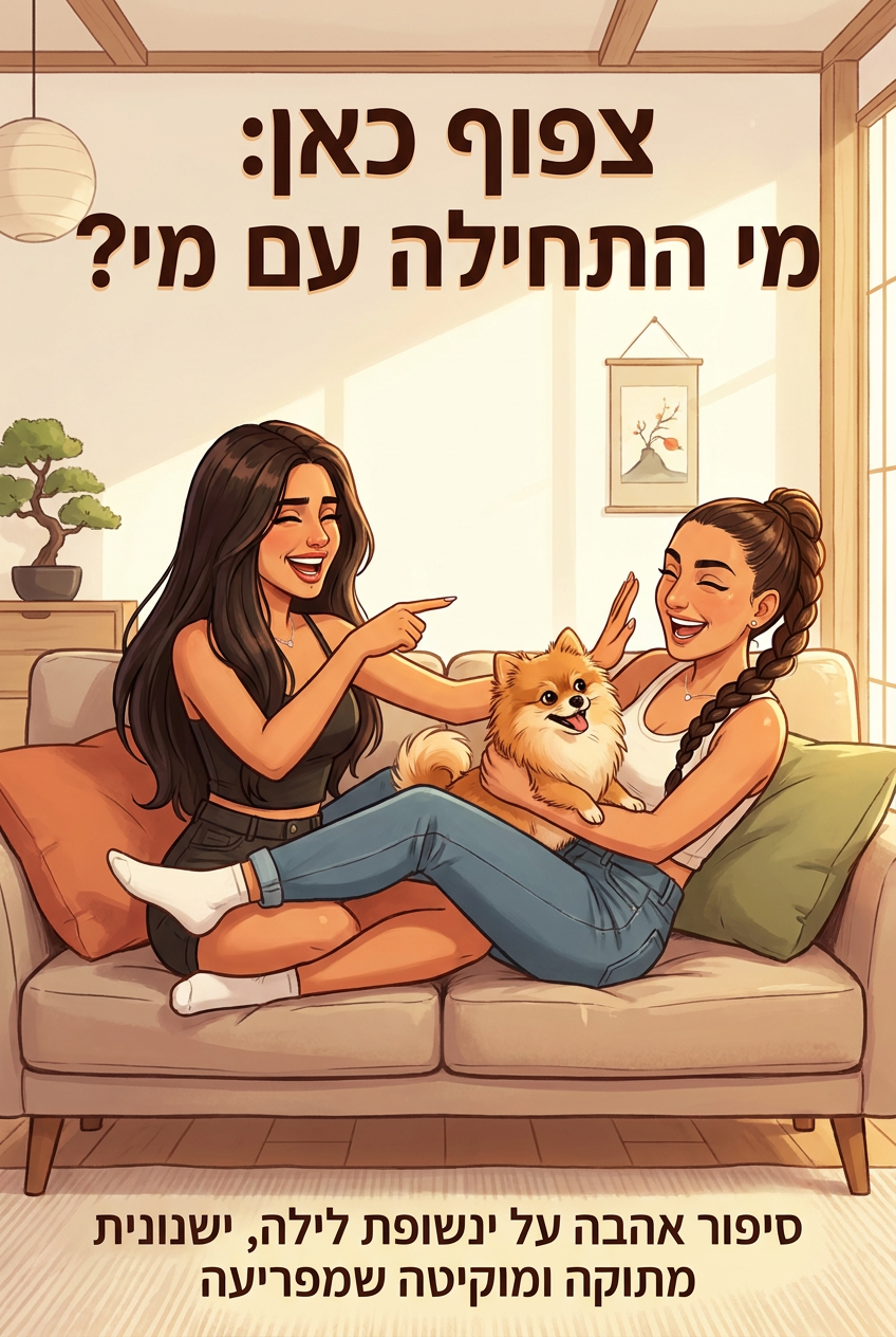 עטיפת הספר "צפוף כאן: מי התחילה עם מי?" — ספר של לקוח אמיתי, ספר מודפס מותאם אישית מבית ספר במתנה