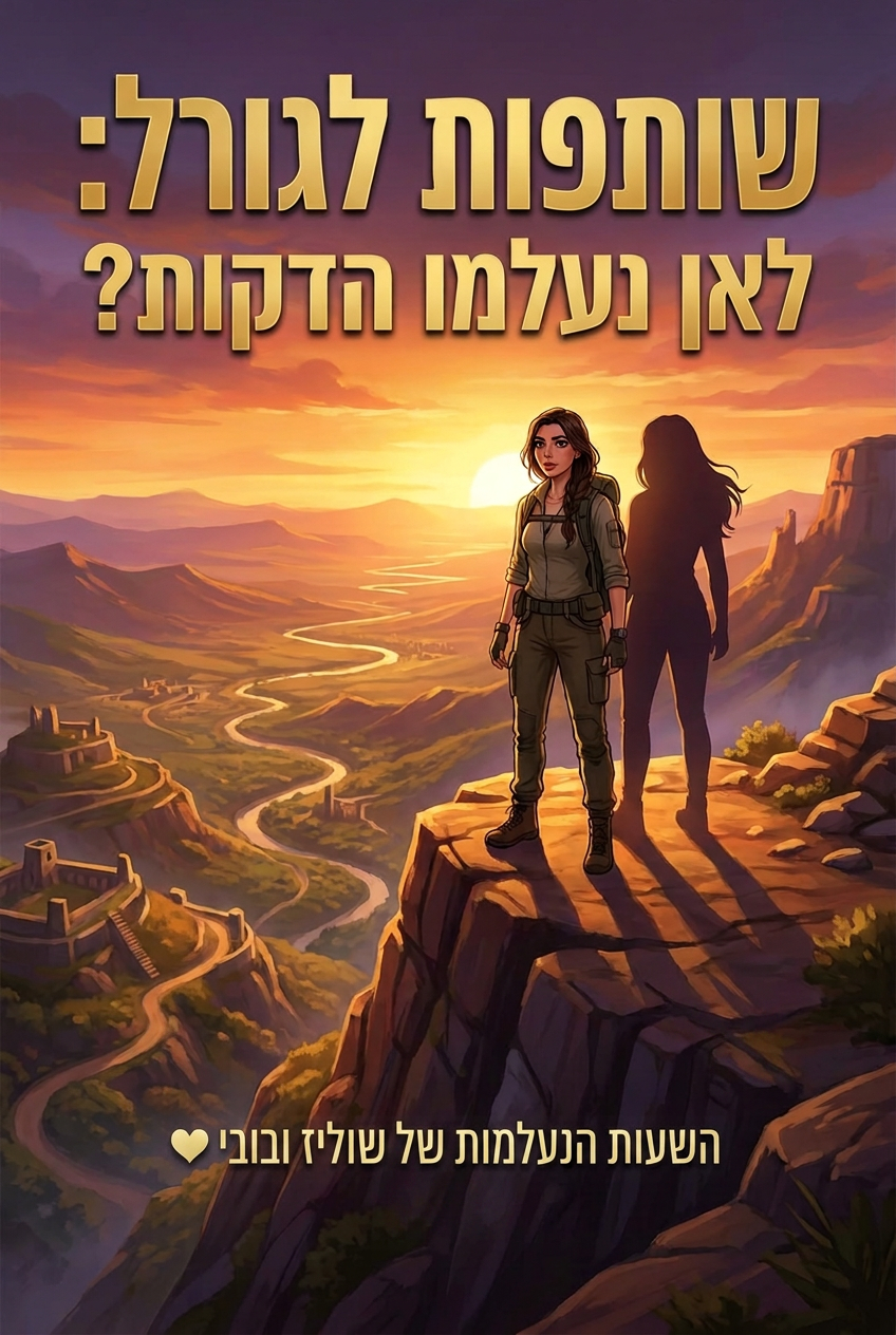 עטיפת הספר "שותפות לגורל: לאן נעלמו הדקות?" — ספר של לקוח אמיתי, ספר מודפס מותאם אישית מבית ספר במתנה
