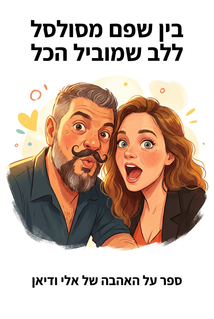 עטיפת הספר "בין שפם מסולסל ללב שמוביל הכל" — ספר של לקוח אמיתי, ספר מודפס מותאם אישית מבית ספר במתנה