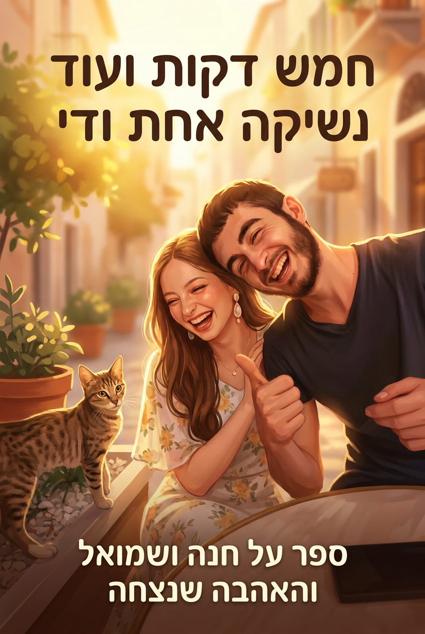עטיפת הספר "חמש דקות ועוד נשיקה אחת ודי" — ספר של לקוח אמיתי, ספר מודפס מותאם אישית מבית ספר במתנה