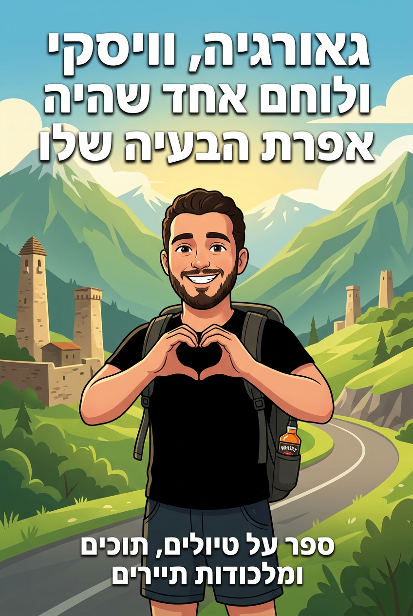 עטיפת הספר "גאורגיה, וויסקי ולוחם אחד שהיה אפרת הבעיה שלו" — ספר של לקוח אמיתי, ספר מודפס מותאם אישית מבית ספר במתנה