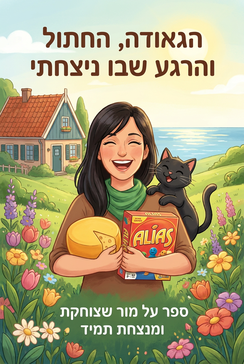 עטיפת הספר "הגאודה, החתול והרגע שבו ניצחתי" — ספר של לקוח אמיתי, ספר מודפס מותאם אישית מבית ספר במתנה