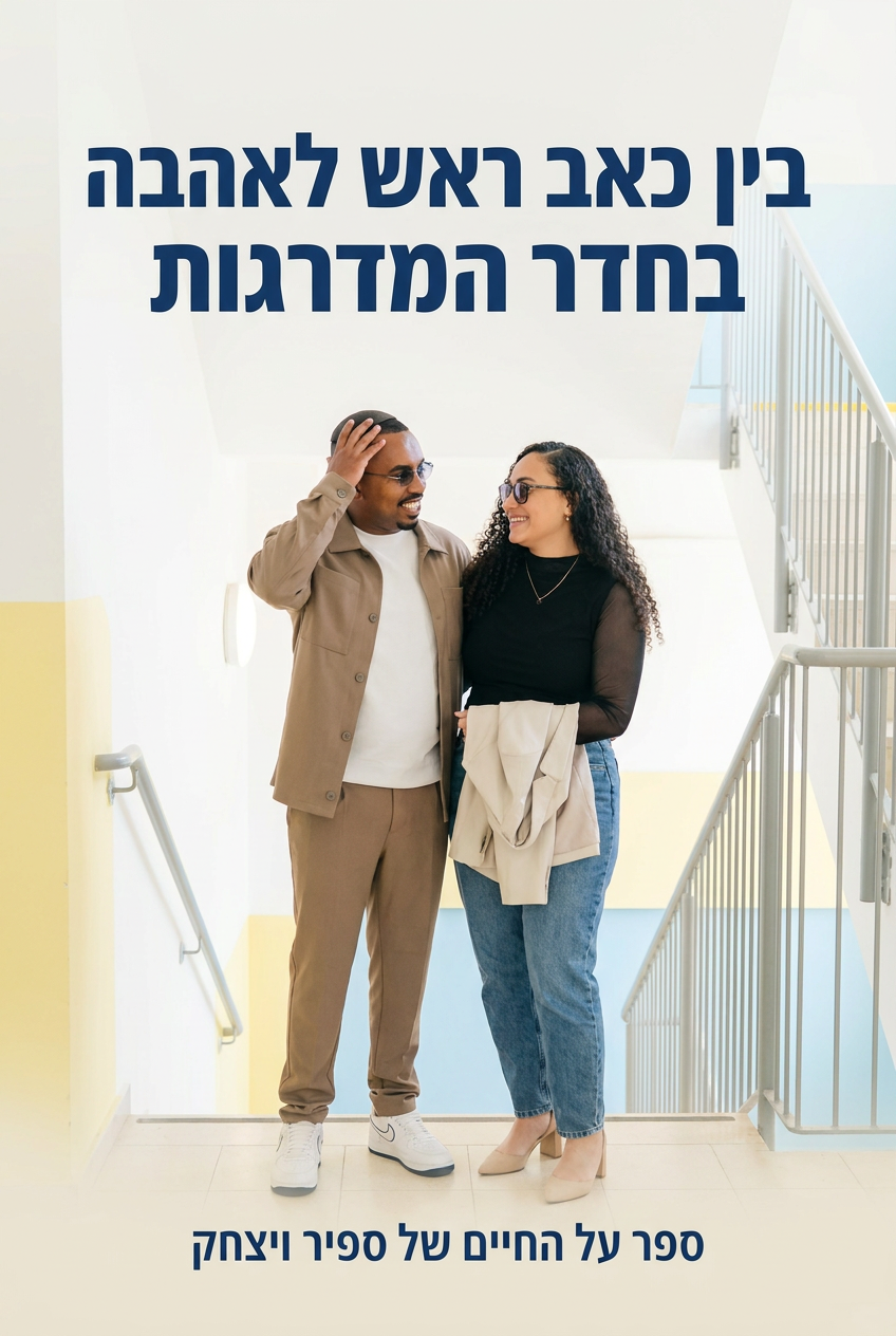עטיפת הספר "בין כאב ראש לאהבה בחדר המדרגות" — ספר של לקוח אמיתי, ספר מודפס מותאם אישית מבית ספר במתנה