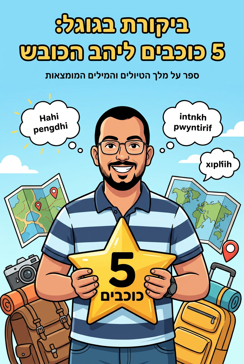 עטיפת הספר "ביקורת בגוגל: 5 כוכבים ליהב הכובש" — ספר של לקוח אמיתי, ספר מודפס מותאם אישית מבית ספר במתנה