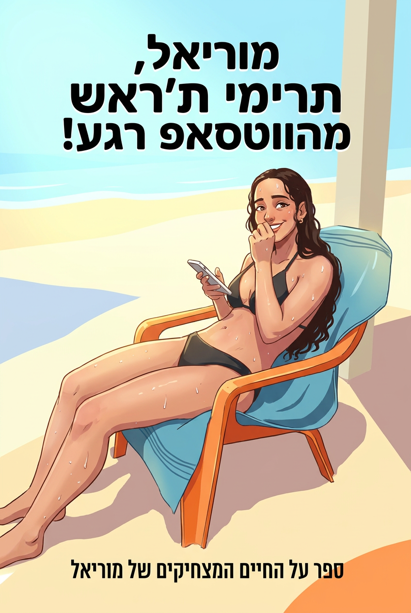 עטיפת הספר "מוריאל, תרימי ת׳ראש מהווטסאפ רגע!" — ספר של לקוח אמיתי, ספר מודפס מותאם אישית מבית ספר במתנה