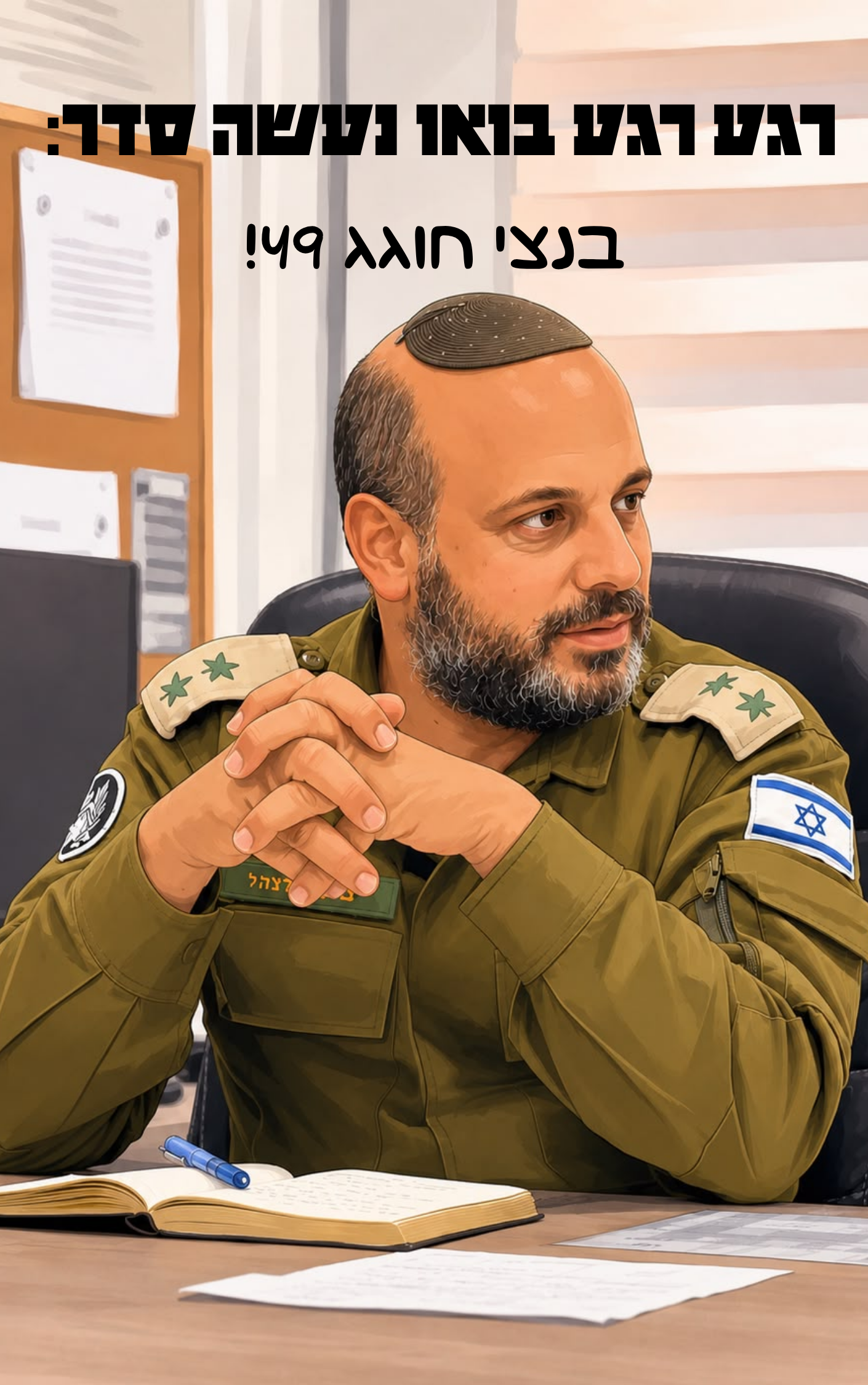 עטיפת הספר "רגע רגע בואו נעשה סדר: בנצי חוגג 49!" — ספר של לקוח אמיתי, ספר מודפס מותאם אישית מבית ספר במתנה