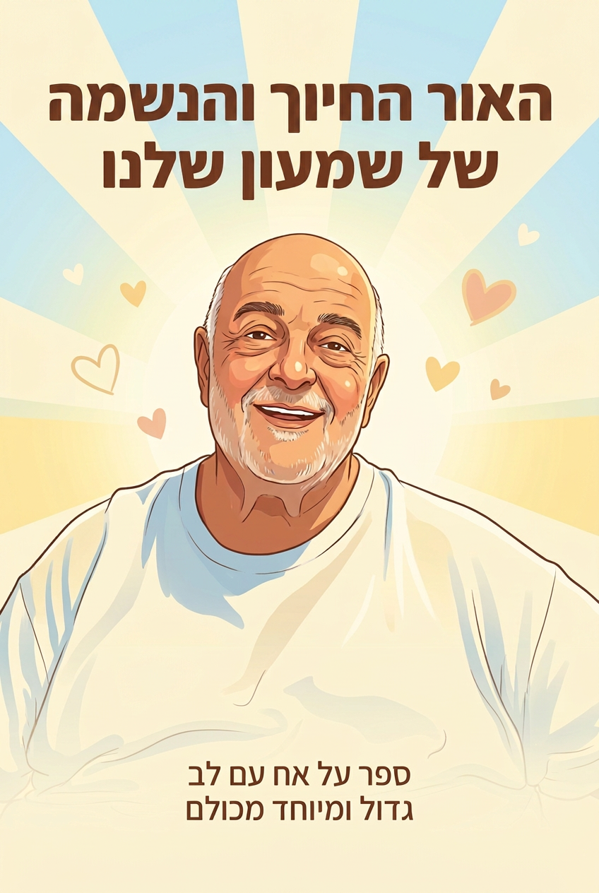 עטיפת הספר "האור החיוך והנשמה של שמעון שלנו" — ספר של לקוח אמיתי, ספר מודפס מותאם אישית מבית ספר במתנה