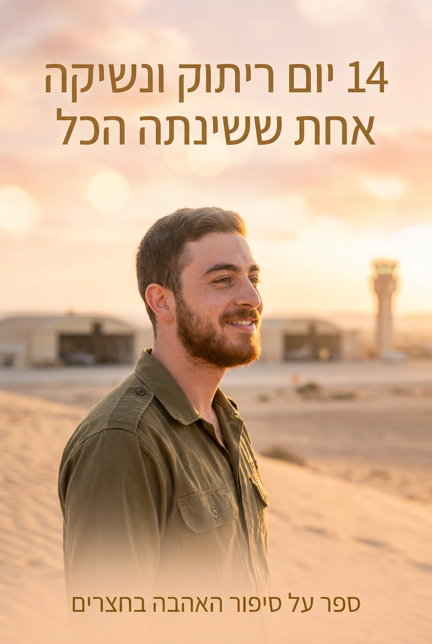 עטיפת הספר "14 יום ריתוק ונשיקה אחת ששינתה הכל" — ספר של לקוח אמיתי, ספר מודפס מותאם אישית מבית ספר במתנה