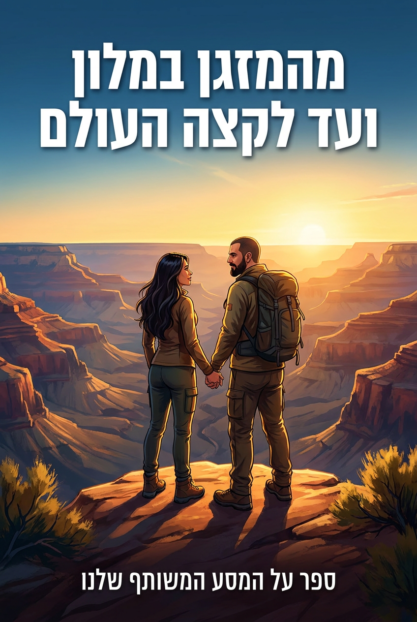 עטיפת הספר "מהמזגן במלון ועד לקצה העולם" — ספר של לקוח אמיתי, ספר מודפס מותאם אישית מבית ספר במתנה