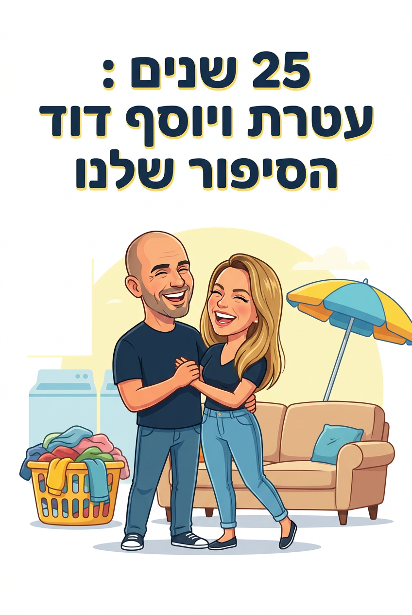 עטיפת הספר "25 שנים : עטרת ויוסף דוד הסיפור שלנו" — ספר של לקוח אמיתי, ספר מודפס מותאם אישית מבית ספר במתנה
